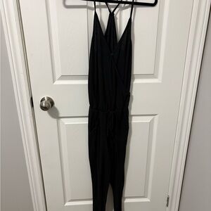Source Unknown Black Sleeveless Jumpsuit with Drawstring Waist
